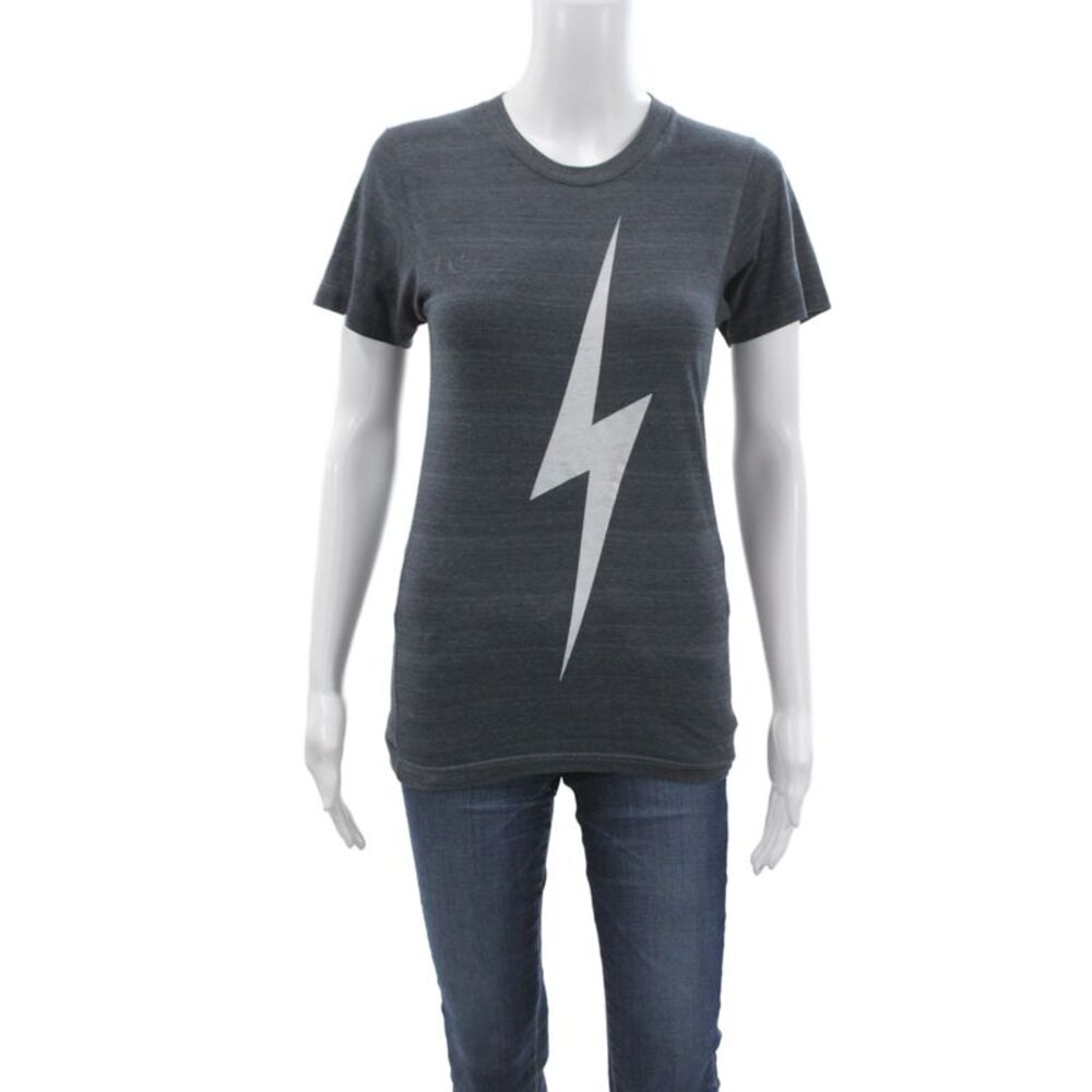 Aviator Nation Women Dark Gray Graphic Jersey Short Sleeve Round Neck Size XS